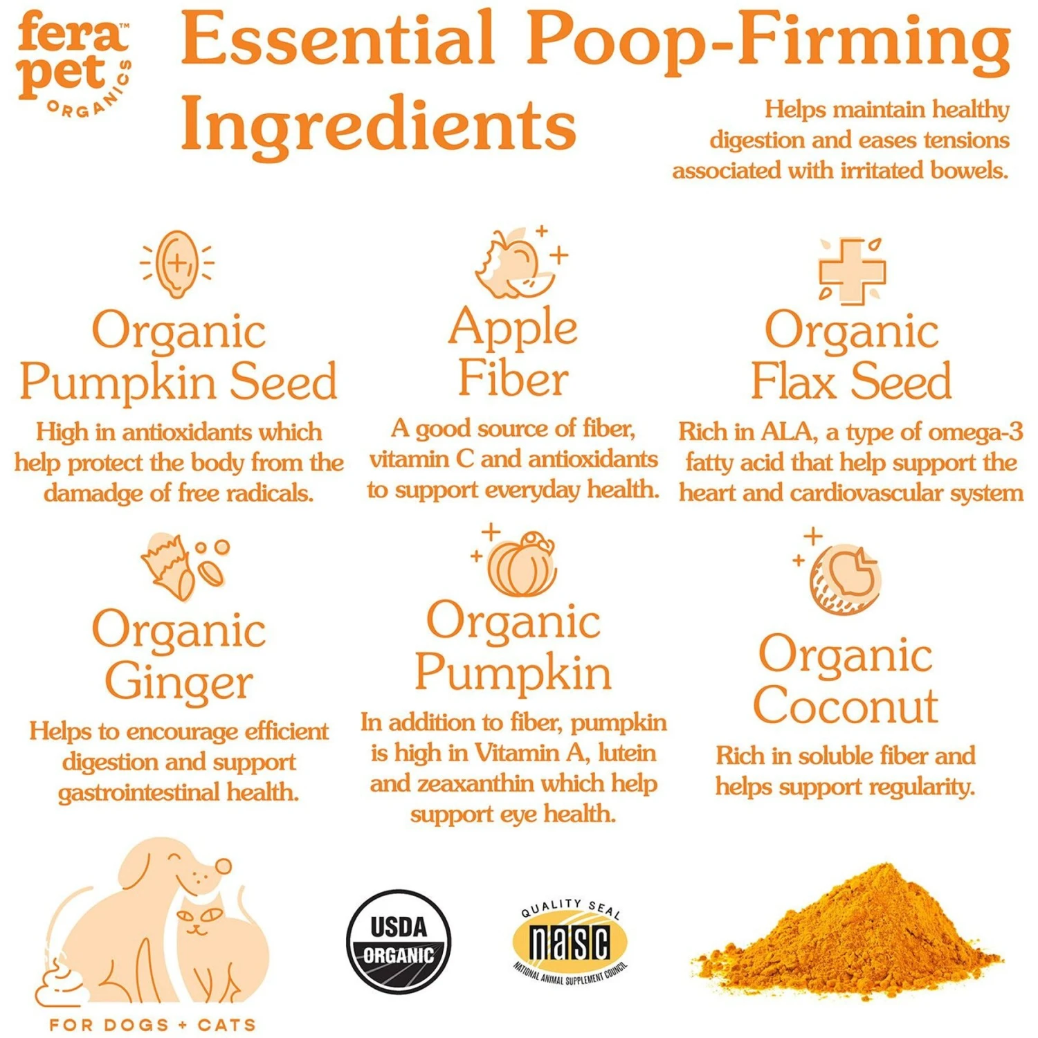 Fera Pet Organics USDA Organic Pumpkin Plus Fiber Support For Dogs & Cats 2 Fera Pet Organics USDA Organic Pumpkin Plus Fiber Support For Dogs & Cats - Image 2