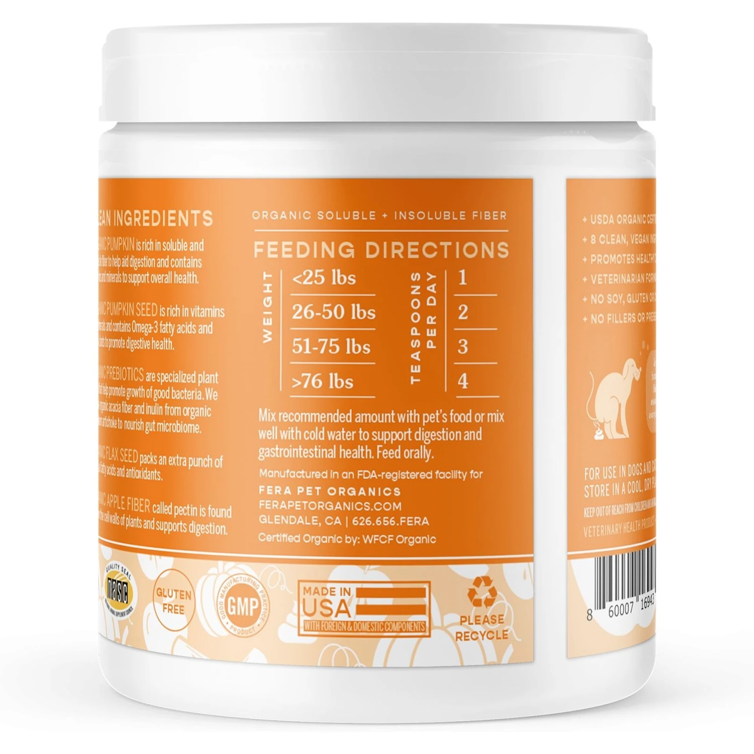 Fera Pet Organics USDA Organic Pumpkin Plus Fiber Support For Dogs & Cats 6 Fera Pet Organics USDA Organic Pumpkin Plus Fiber Support For Dogs & Cats - Image 6