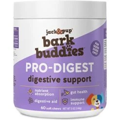 Jack & Pup Bark Buddies Pro-Digest Dog Supplement, 60 Count