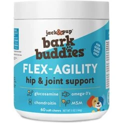 Jack & Pup Bark Buddies Flex-Agility Hip & Joint Dog Supplement, 60 Count