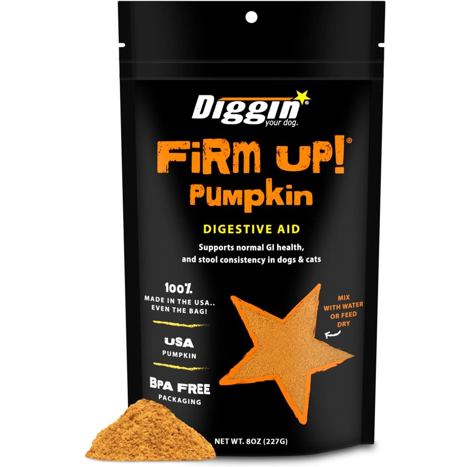 Diggin' Your Dog Firm Up! Pumpkin Digestive Aid Powder Dog Supplement, 8-oz Bag 1 Diggin' Your Dog Firm Up! Pumpkin Digestive Aid Powder Dog Supplement, 8-oz Bag