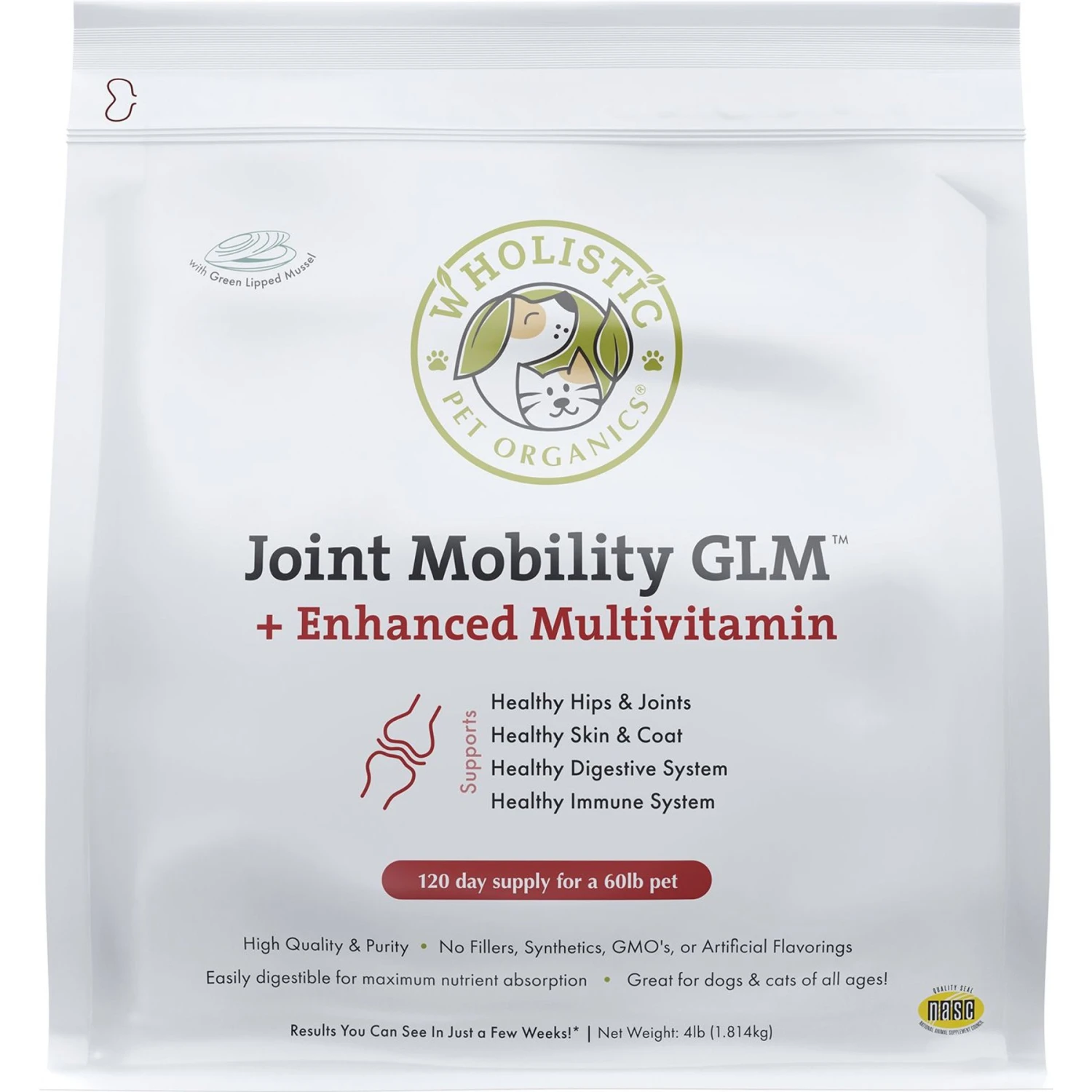 Wholistic Pet Organics Joint Mobility GLM Dog & Cat Supplement, 4-lb Bottle 1 Wholistic Pet Organics Joint Mobility GLM Dog & Cat Supplement, 4-lb Bottle