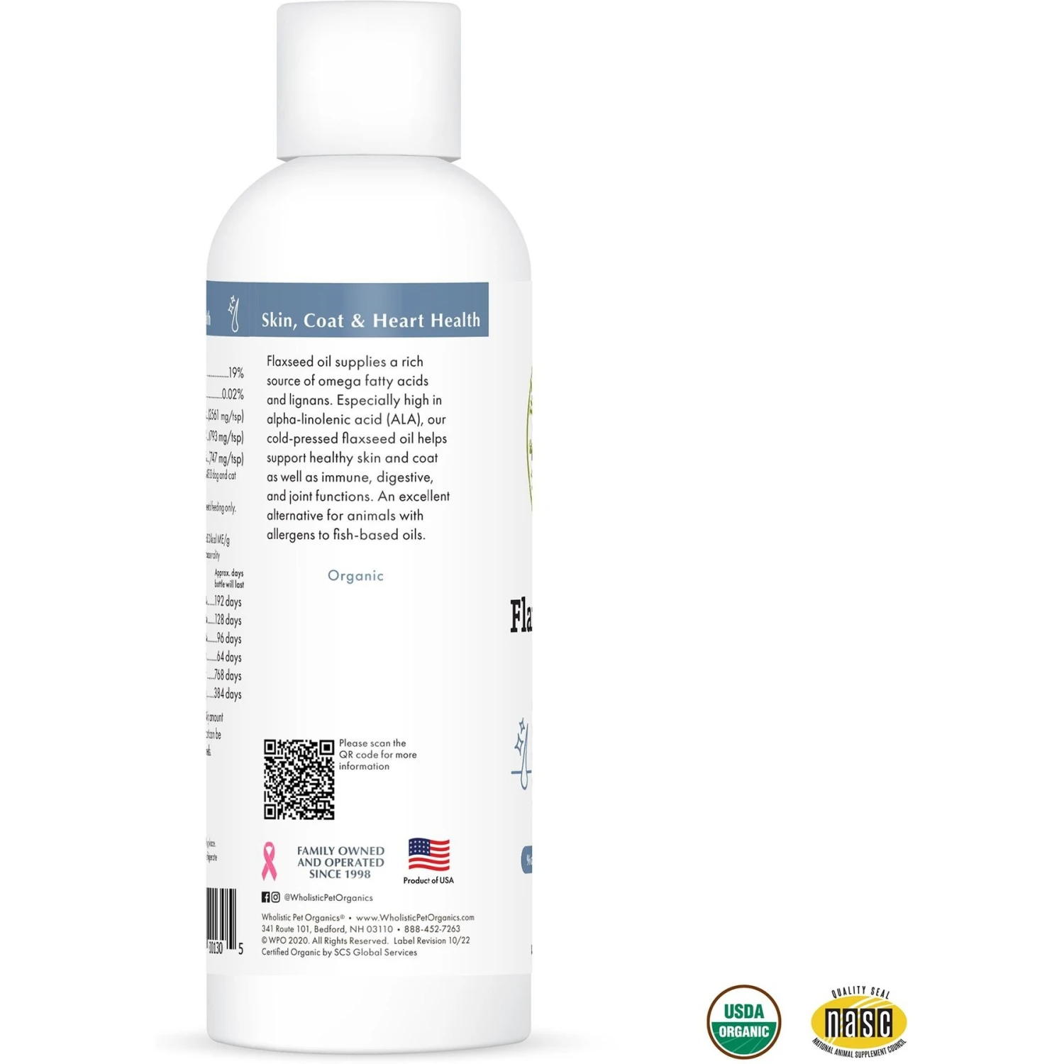 Wholistic Pet Organics Flax Seed Oil Dog & Cat Supplement, 16-oz Bottle 3 Wholistic Pet Organics Flax Seed Oil Dog & Cat Supplement, 16-oz Bottle - Image 3