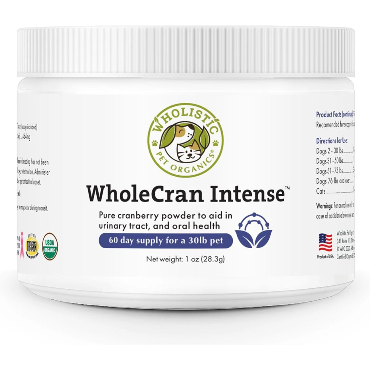 Wholistic Pet Organics WholeCran Intense Dog & Cat Supplement, 1-oz Bottle 1 Wholistic Pet Organics WholeCran Intense Dog & Cat Supplement, 1-oz Bottle
