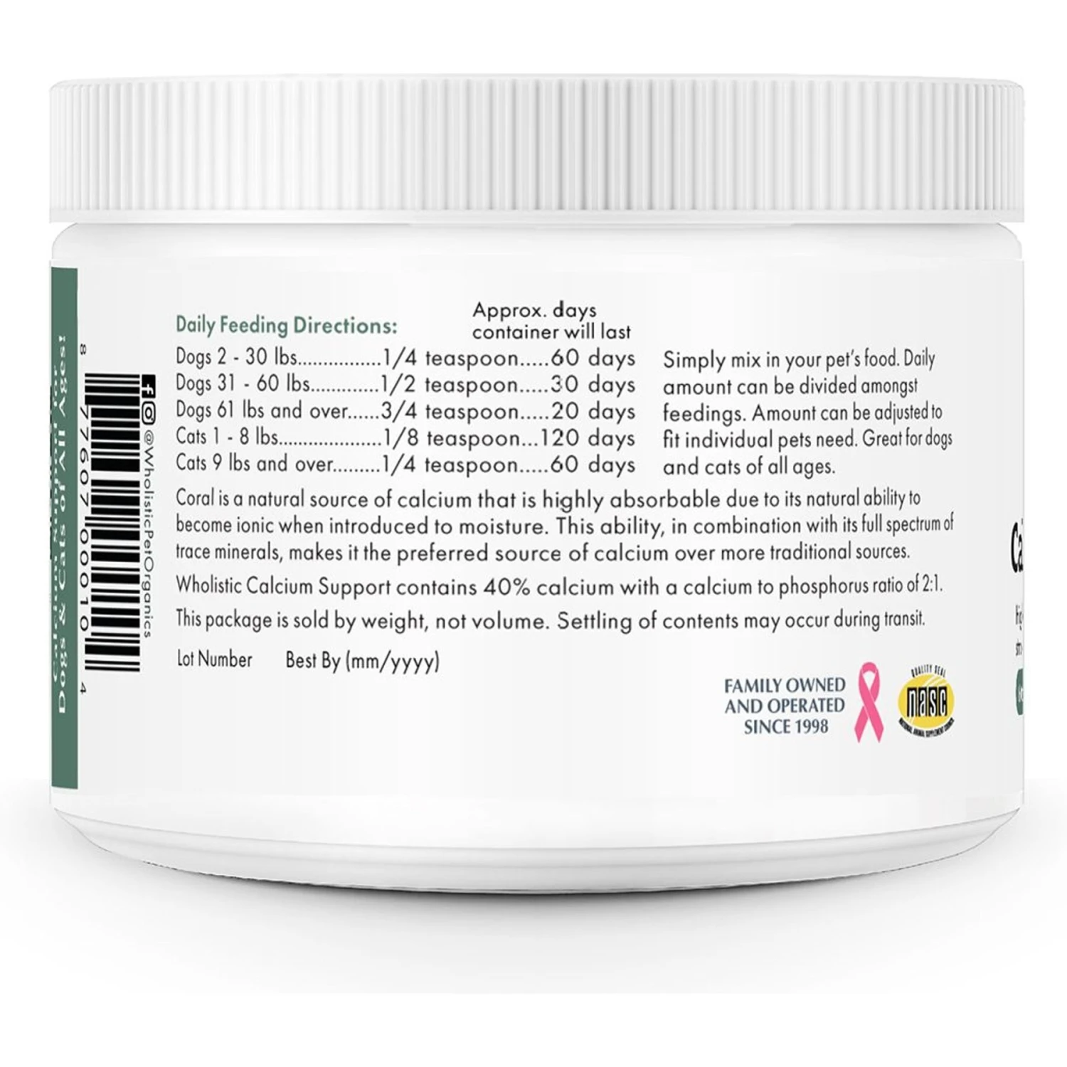Wholistic Pet Organics Calcium Support Dog & Cat Supplement, 2.5-oz Bottle 2 Wholistic Pet Organics Calcium Support Dog & Cat Supplement, 2.5-oz Bottle - Image 2