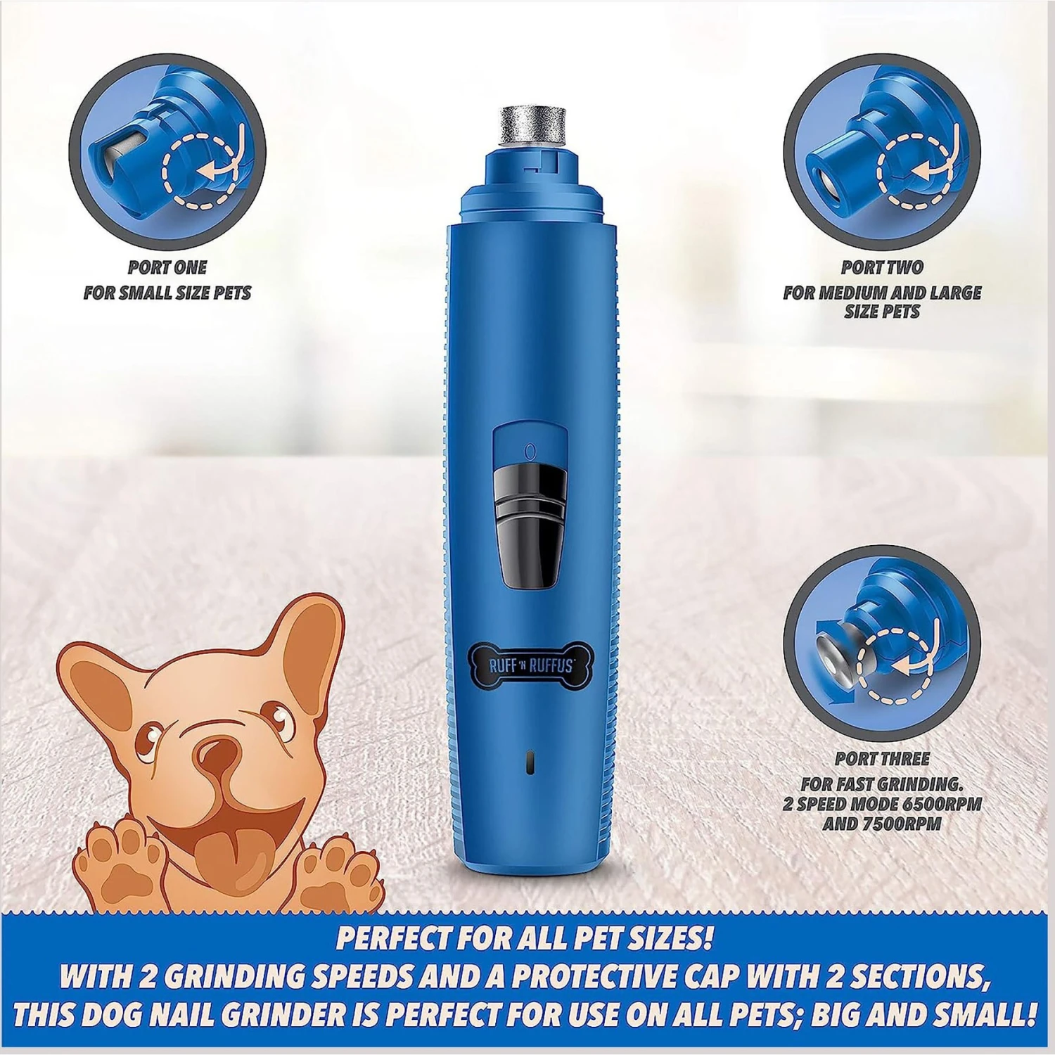 Ruff 'N Ruffus Upgraded Rechargeable Dog Nail Grinder Kit, Blue 4 Ruff 'N Ruffus Upgraded Rechargeable Dog Nail Grinder Kit, Blue - Image 4