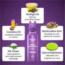 Friday's Dog Mega Brilliance Fur Whitening & Brightening Dog Shampoo, 12-oz Bottle -Pet Wellness 889334 PT1. AC SS1800 V1690382959