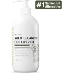 Chew + Heal Pure Cod Liver Oil Omega Skin & Coat Liquid Supplement For Dogs, 16-oz Bottle