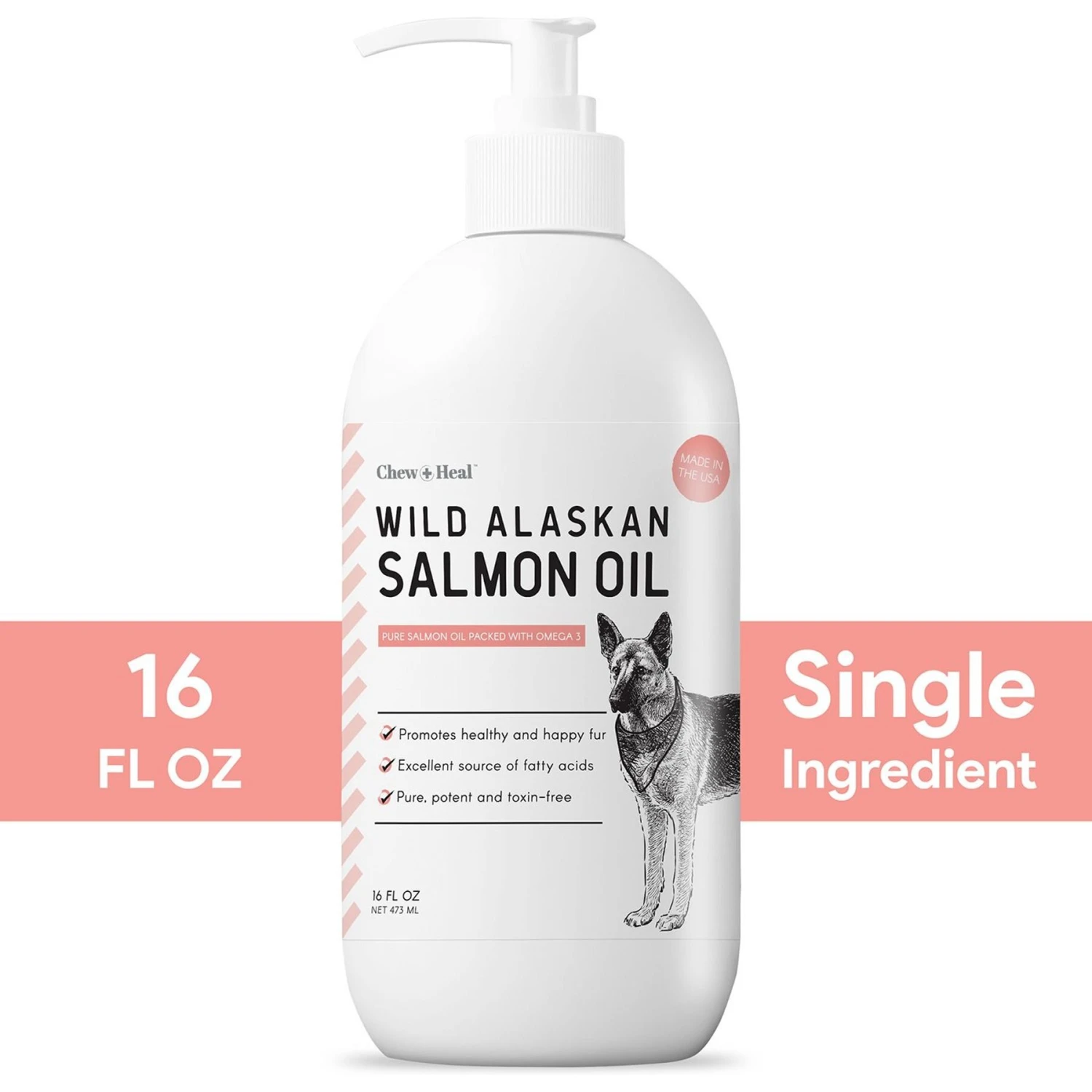 Chew + Heal Pure Wild Alaskan Omega Salmon Oil Skin & Coat Liquid Supplement For Dogs 2 Chew + Heal Pure Wild Alaskan Omega Salmon Oil Skin & Coat Liquid Supplement For Dogs - Image 2
