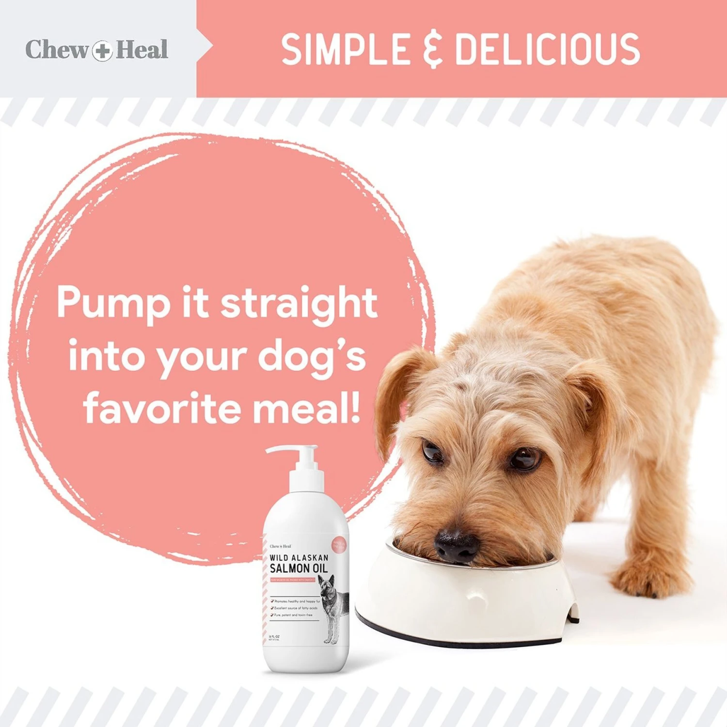 Chew + Heal Pure Wild Alaskan Omega Salmon Oil Skin & Coat Liquid Supplement For Dogs 6 Chew + Heal Pure Wild Alaskan Omega Salmon Oil Skin & Coat Liquid Supplement For Dogs - Image 6