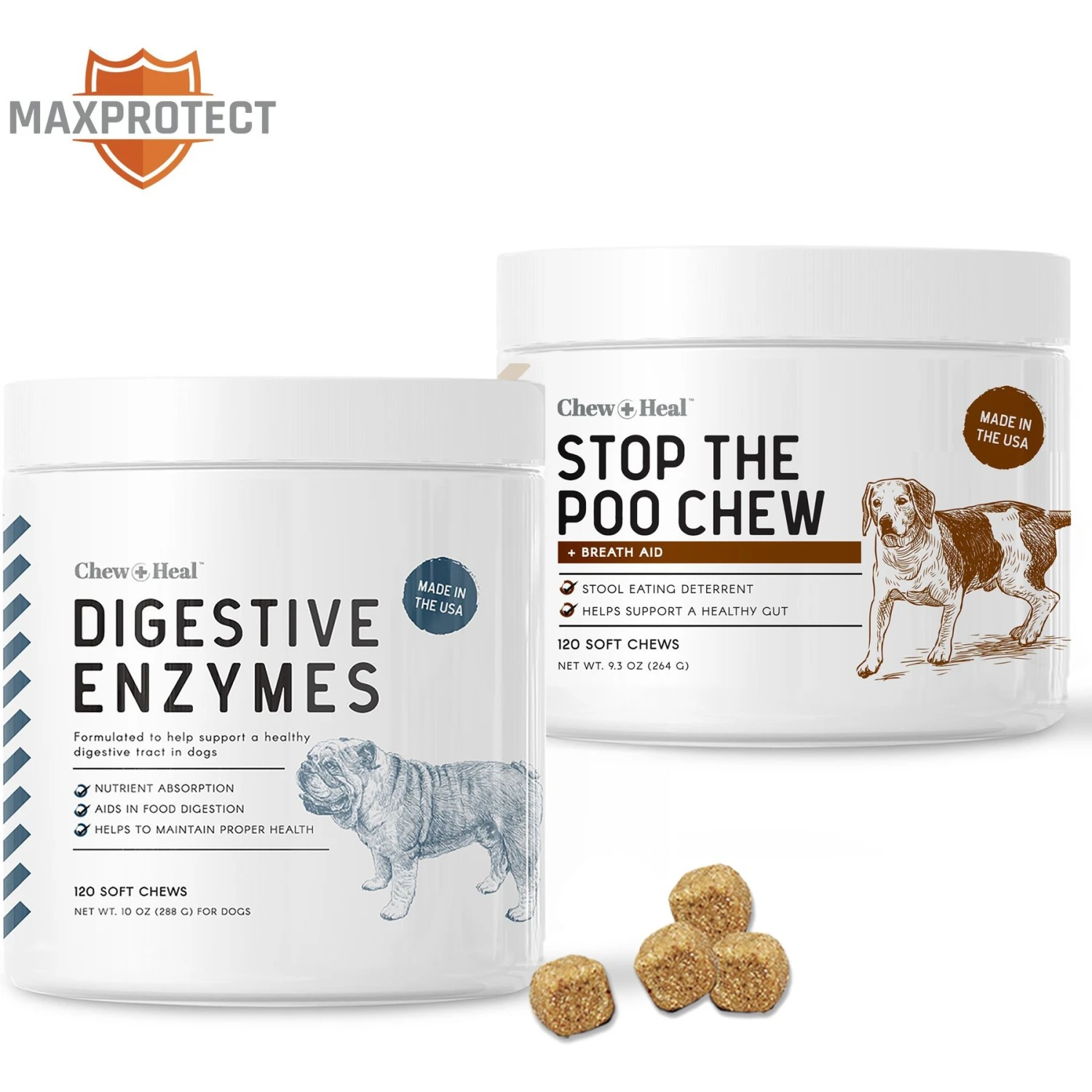 Chew + Heal MaxProtect Coprophagia & Digestive Soft Chew Supplement For Dogs, 240 Count 1 Chew + Heal MaxProtect Coprophagia & Digestive Soft Chew Supplement For Dogs, 240 Count