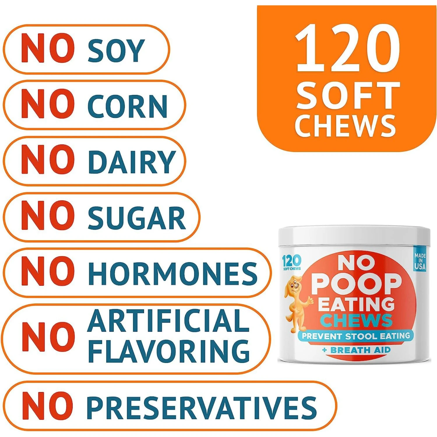 GoodGrowlies Chew No Poo Coprophagia Natural Stool Eating Deterrent & Breath Aid Chew Supplement For Dogs, 120 Count 5 GoodGrowlies Chew No Poo Coprophagia Natural Stool Eating Deterrent & Breath Aid Chew Supplement For Dogs, 120 Count - Image 5