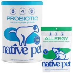Native Pet Allergy Air-Dried Supplement To Support Seasonal Skin Allergies Dog Supplement & Native Pet Vet-Formulated Probiotic & Prebiotic Digestive Issues Powder Supplement For Dogs