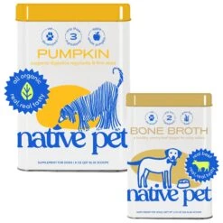 Native Pet Organic Pumpkin Fiber Powder Dog Supplement & Native Pet Beef Bone Broth Powder Dog & Cat Food Topper