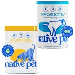 Native Pet Organic Pumpkin Fiber Powder Dog Supplement & Native Pet Vet-Formulated Probiotic & Prebiotic Digestive Issues Powder Supplement For Dogs