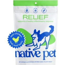 Native Pet Relief Chicken Soft Chew To Support Joint Tenderness Dog Supplement & Native Pet Beef Bone Broth Powder Dog & Cat Food Topper -Pet Wellness 894446 PT5. AC SS1800 V1701115171
