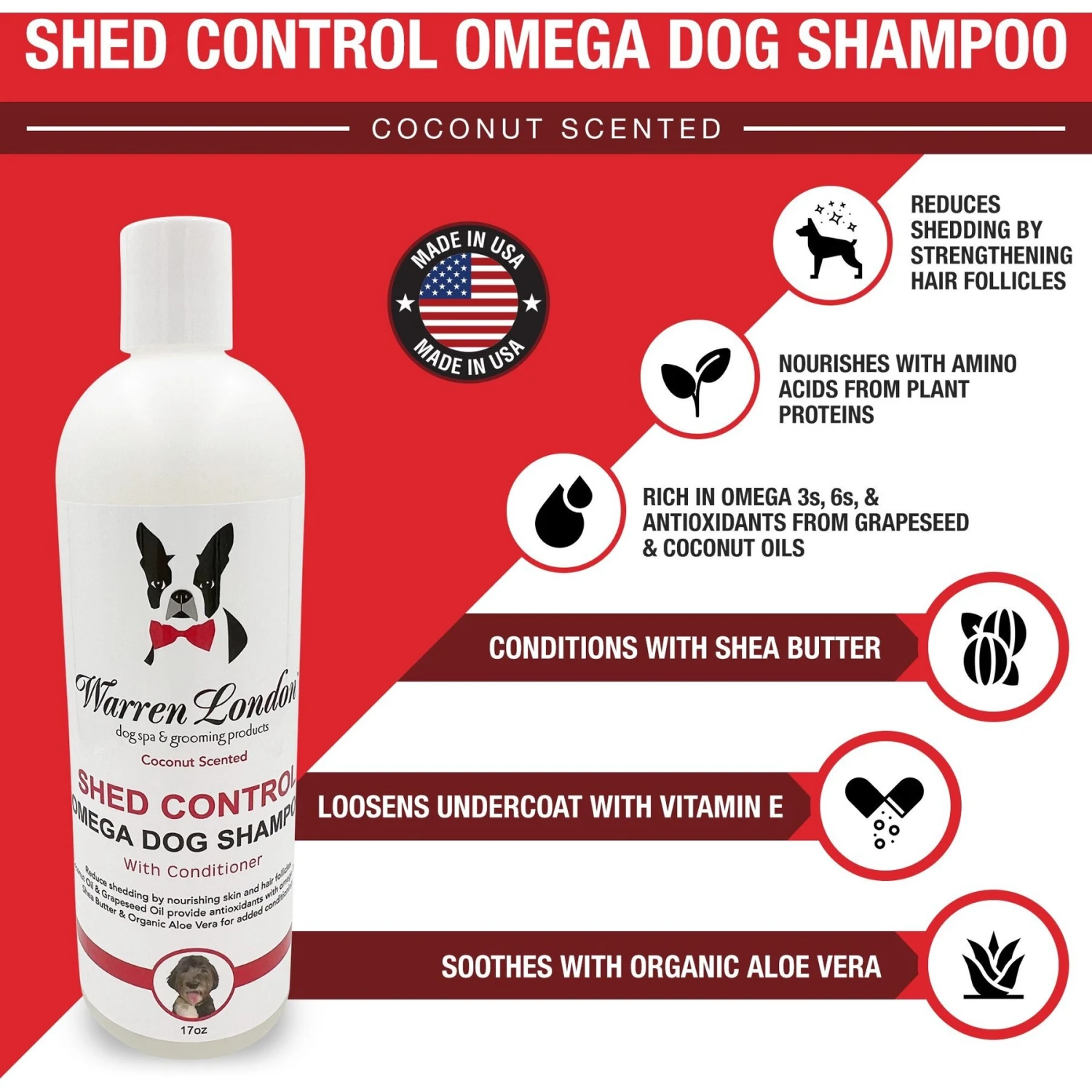 Warren London Shed Control Dog Shampoo, 17-oz Bottle 2 Warren London Shed Control Dog Shampoo, 17-oz Bottle - Image 2