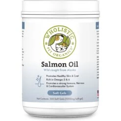 Wholistic Pet Organics Wild Salmon Oil Gel Capsule Supplement For Dogs & Cats