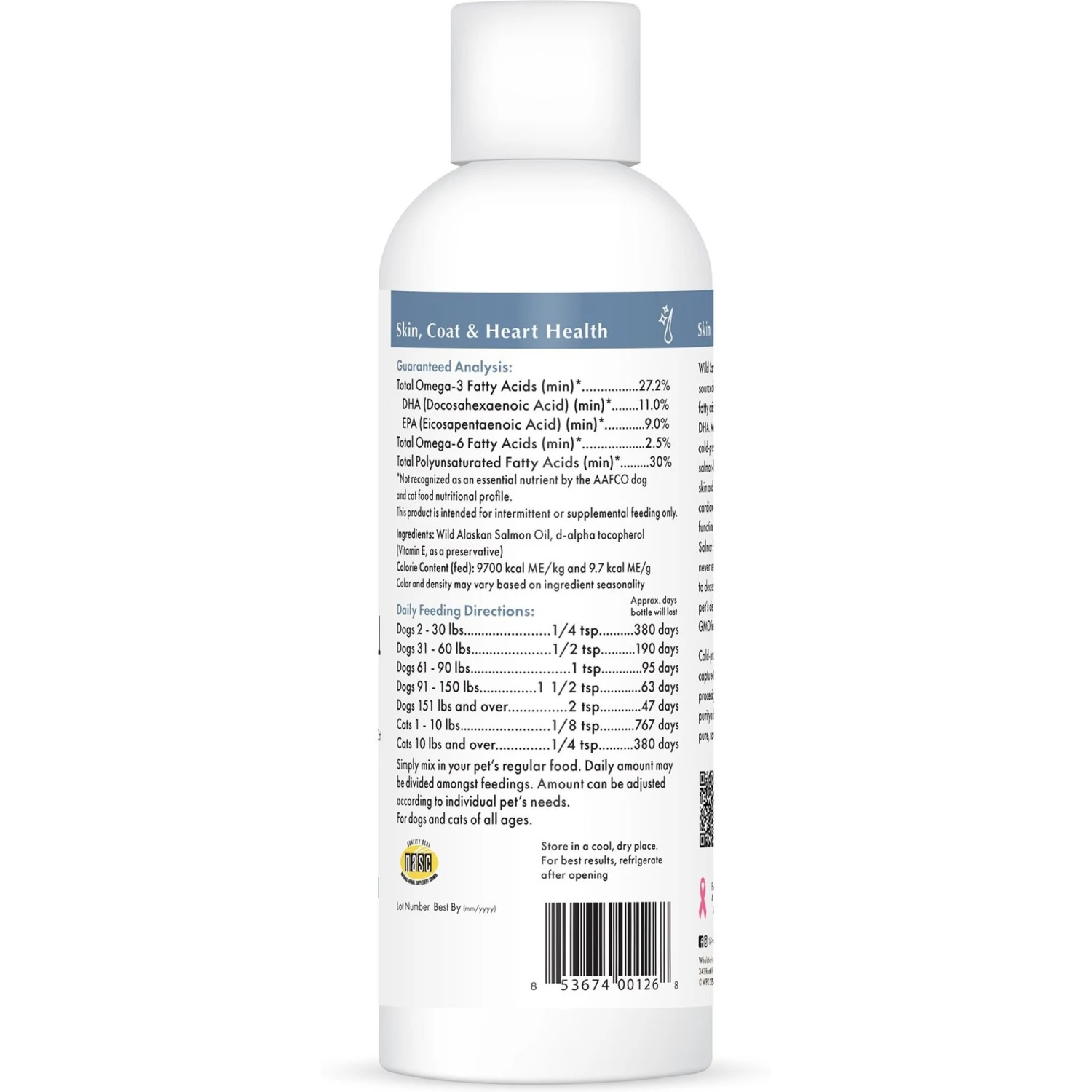 Wholistic Pet Organics Wild Salmon Oil Liquid Supplement For Dogs & Cats, 8-oz Bottle 2 Wholistic Pet Organics Wild Salmon Oil Liquid Supplement For Dogs & Cats, 8-oz Bottle - Image 2