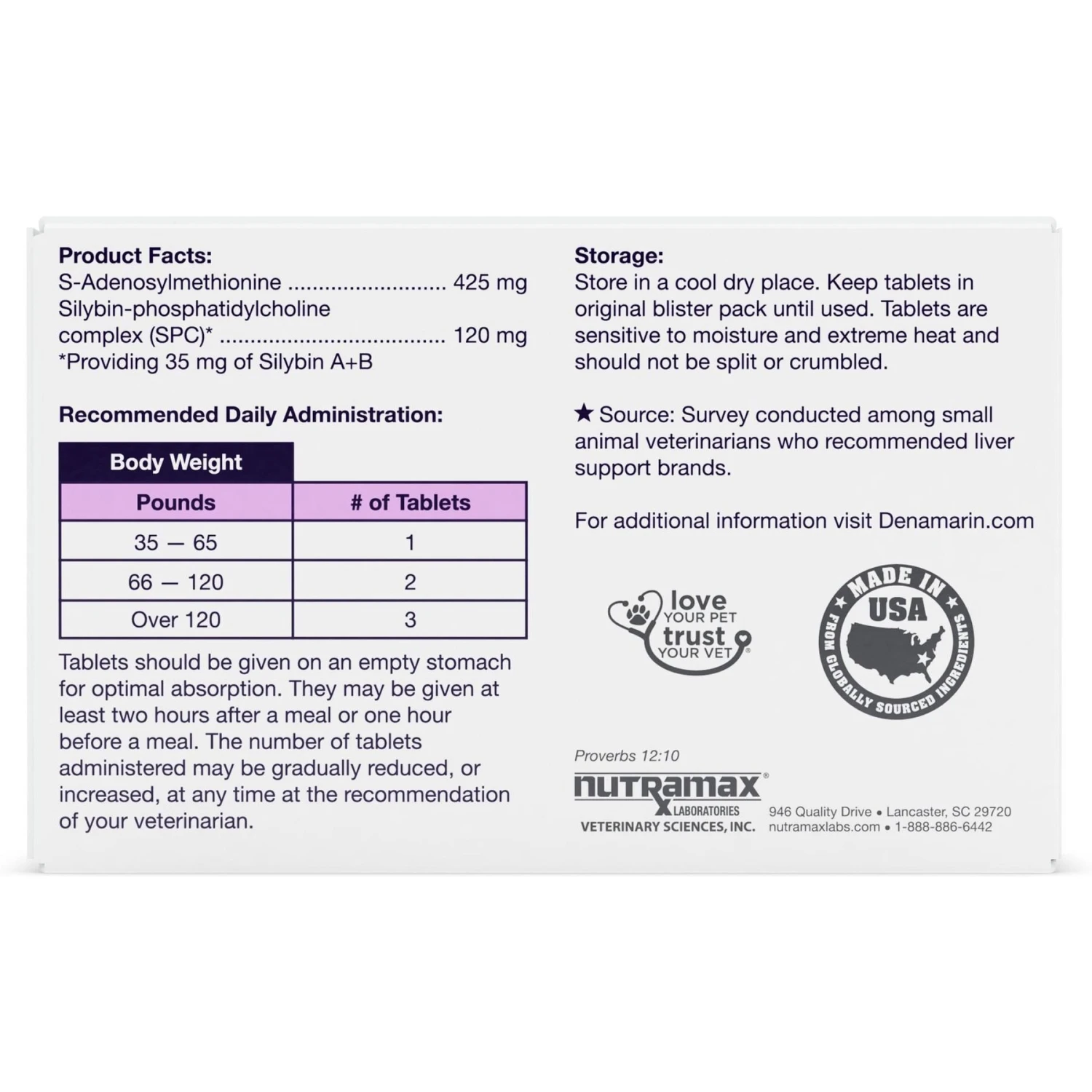 Nutramax Denamarin For Liver Health Tablets For Large Dogs, 30 Count 2 Nutramax Denamarin For Liver Health Tablets For Large Dogs, 30 Count - Image 2