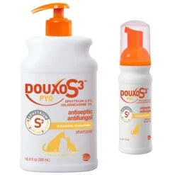 Douxo S3 PYO Antiseptic Antifungal Chlorhexidine Dog Mousse, 5.1-oz Bottle & Douxo S3 PYO Antiseptic Antifungal Chlorhexidine Dog & Cat Shampoo