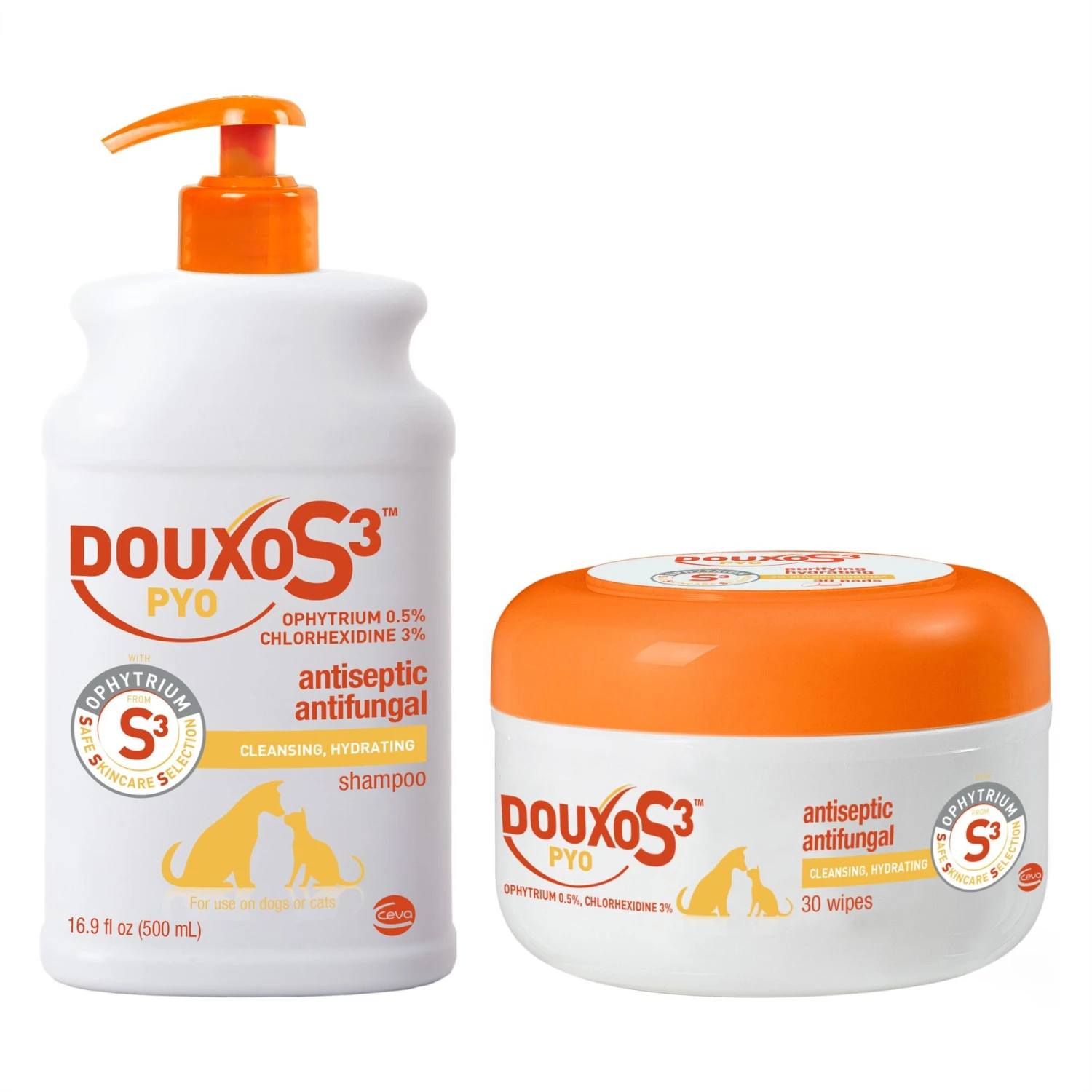 Douxo S3 PYO Antiseptic Antifungal Chlorhexidine Dog & Cat Wipes 30 Count & Douxo S3 PYO Antiseptic Antifungal Chlorhexidine Dog & Cat Shampoo 1 Douxo S3 PYO Antiseptic Antifungal Chlorhexidine Dog & Cat Wipes 30 Count & Douxo S3 PYO Antiseptic Antifungal Chlorhexidine Dog & Cat Shampoo