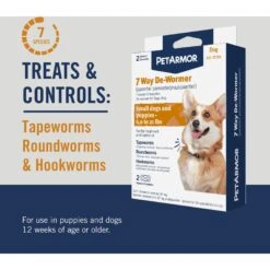 PetArmor 7 Way Dewormer For Hookworms, Roundworms & Tapeworms For Small Breed Dogs -Pet Wellness 92365 PT2. AC SS1800 V1696533256