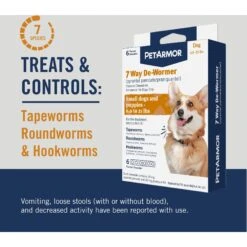 PetArmor 7 Way Dewormer For Hookworms, Roundworms & Tapeworms For Small Breed Dogs -Pet Wellness 92365 PT4. AC SS1800 V1696534097