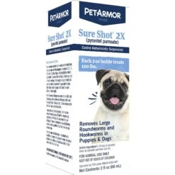 PetArmor Sure Shot 2X Dewormer For Hookworms & Roundworms For Dogs -Pet Wellness 92435 PT4. AC SS1800 V1595424987