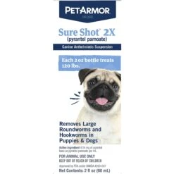PetArmor Sure Shot 2X Dewormer For Hookworms & Roundworms For Dogs -Pet Wellness 92435 PT8. AC SS1800 V1595425343