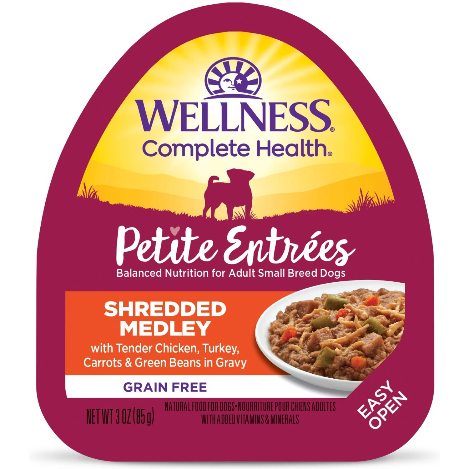 Wellness Petite Entrees Shredded Medley Chicken & Turkey Small Breed Natural Wet Dog Food, 3-oz Cup, 12 Count 1 Wellness Petite Entrees Shredded Medley Chicken & Turkey Small Breed Natural Wet Dog Food, 3-oz Cup, 12 Count