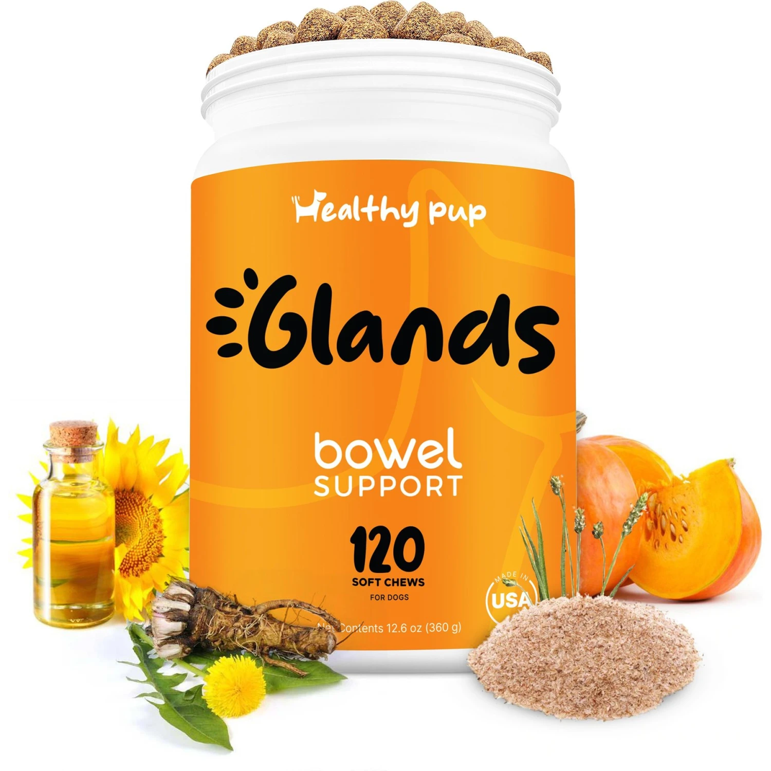 Healthy Pup Glands Bowel Support Soft Chew Digestive Supplement For Dogs, 120 Count 1 Healthy Pup Glands Bowel Support Soft Chew Digestive Supplement For Dogs, 120 Count