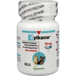Vetoquinol Zylkene 75-mg Capsules Calming Supplement For Small Dogs & Cats