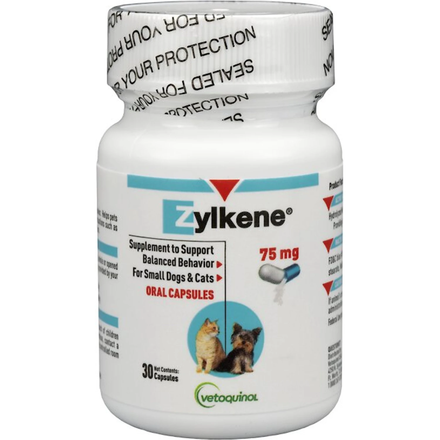 Vetoquinol Zylkene 75-mg Capsules Calming Supplement For Small Dogs & Cats 1 Vetoquinol Zylkene 75-mg Capsules Calming Supplement For Small Dogs & Cats