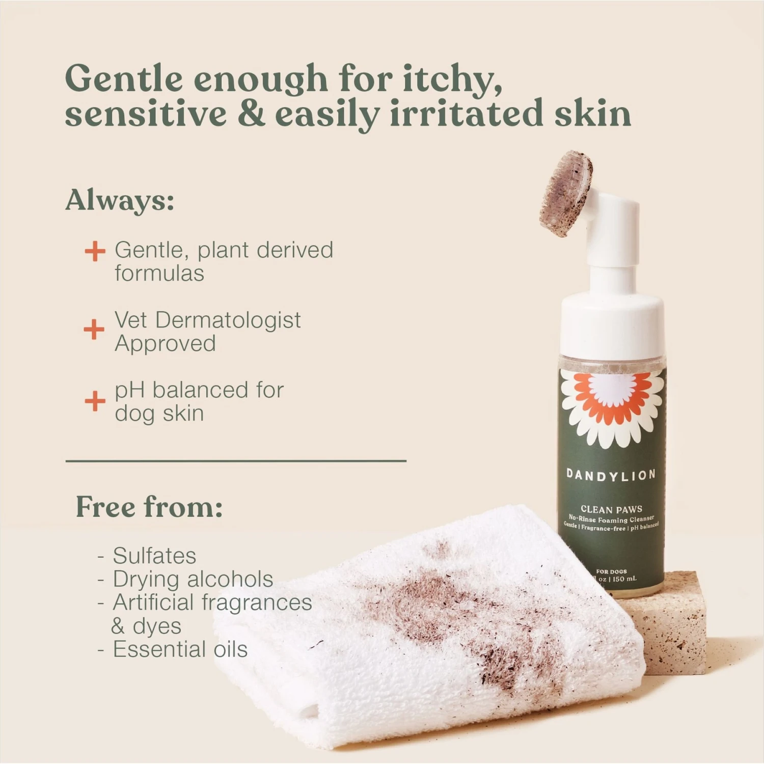 Dandylion Clean Paws Dog Foaming Cleanser, 5-oz Bottle 5 Dandylion Clean Paws Dog Foaming Cleanser, 5-oz Bottle - Image 5