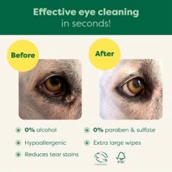 Earth Rated Hypoallergenic Plant Based Fragrance Free Dog Eye Wipes, 60 Count -Pet Wellness 938446 PT2. AC SS1800 V1700859919
