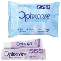 Optixcare Dog & Cat Eye Lube Plus Lubricating Gel & Optixcare Dog & Cat Eye Cleaning Wipes