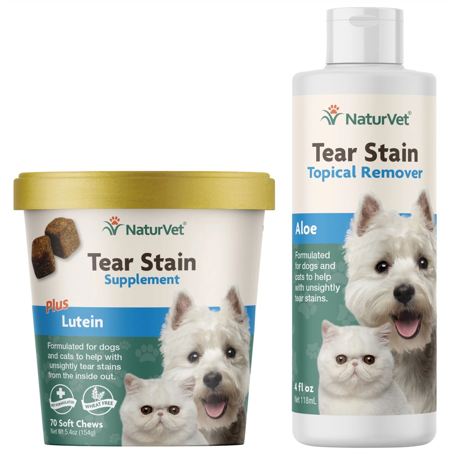 NaturVet Tear Stain Plus Lutein Soft Chews Vision Supplement For Cats & Dogs & NaturVet Tear Stain Remover Dog & Cat Liquid Topical Formula 1 NaturVet Tear Stain Plus Lutein Soft Chews Vision Supplement For Cats & Dogs & NaturVet Tear Stain Remover Dog & Cat Liquid Topical Formula