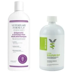 Vet Basics Lime Sulfur Dip Antimicrobial For Dogs, Cats & Horses & Veterinary Formula Clinical Care Antiparasitic & Antiseborrheic Shampoo