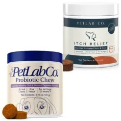 PetLab Co. Itch Relief Pork Flavor Dog Supplement, 30 Count & PetLab Co. Probiotic Pork Flavored Soft Chews Digestive Supplement For Dogs, 30 Count