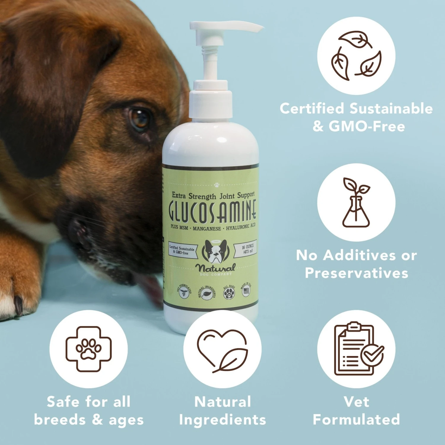 Natural Dog Company Liquid Glucosamine Hip & Joint Oil, 16-oz Bottle & Natural Dog Company Wild Alaskan Salmon Oil Liquid Skin & Coat Supplement For Dogs 4 Natural Dog Company Liquid Glucosamine Hip & Joint Oil, 16-oz Bottle & Natural Dog Company Wild Alaskan Salmon Oil Liquid Skin & Coat Supplement For Dogs - Image 4