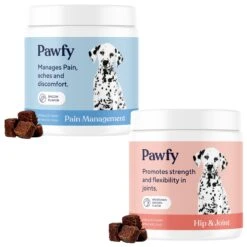 Pawfy Pain Management Bacon Flavor Chews Dog Supplement & Pawfy Hip & Joint Chicken Flavor Chews Dog Supplement