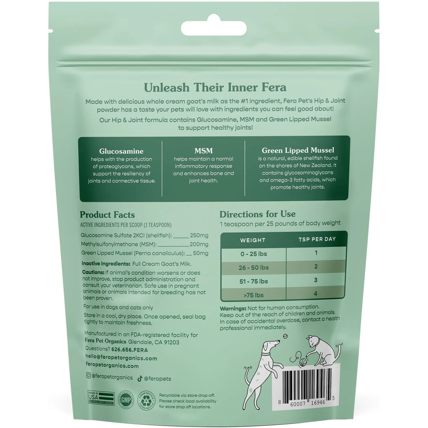 Fera Pet Organics Hip + Joint Goat Milk Topper For Dogs & Cats, 60 Count 2 Fera Pet Organics Hip + Joint Goat Milk Topper For Dogs & Cats, 60 Count - Image 2