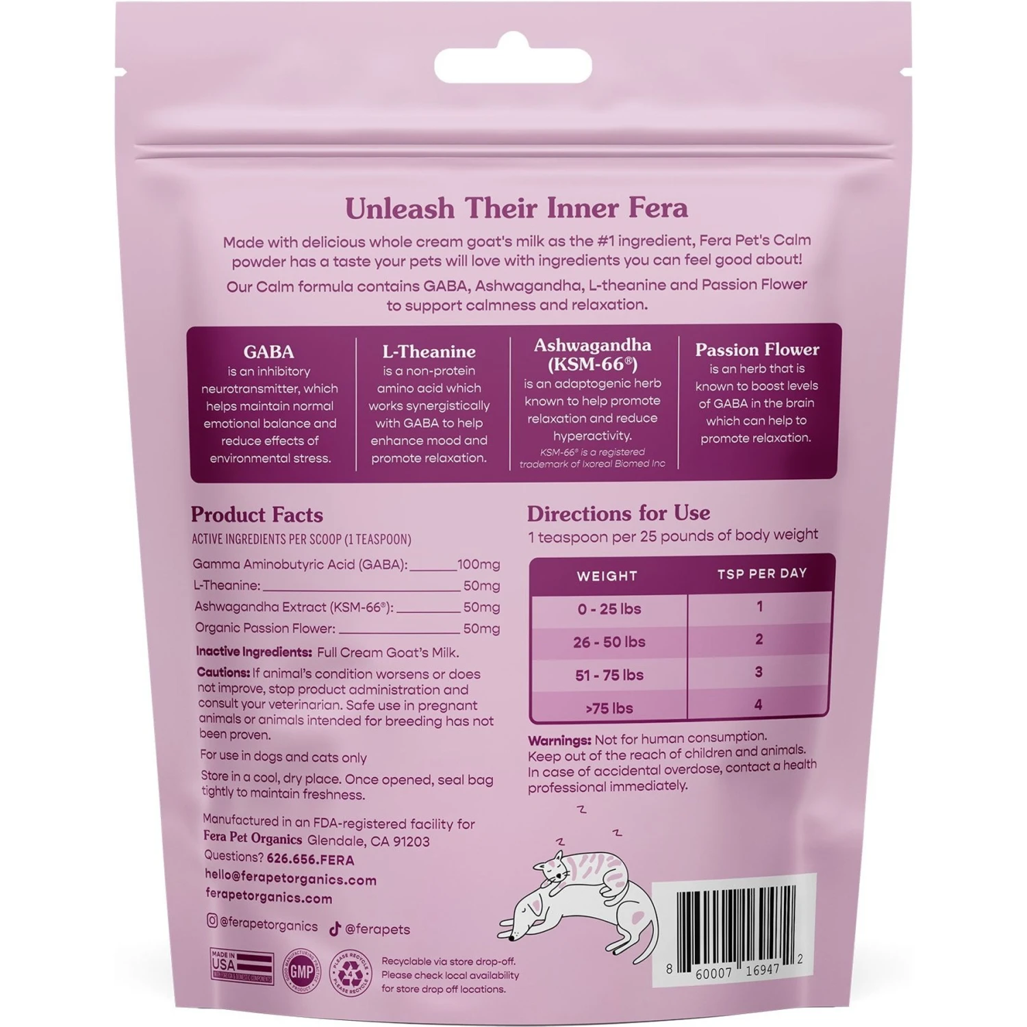 Fera Pet Organics Calm Goat Milk Topper For Dogs & Cats, 60 Count 2 Fera Pet Organics Calm Goat Milk Topper For Dogs & Cats, 60 Count - Image 2