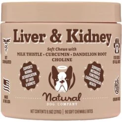 Natural Dog Company Liver & Kidney Supplement Chews For Dogs, 90 Count