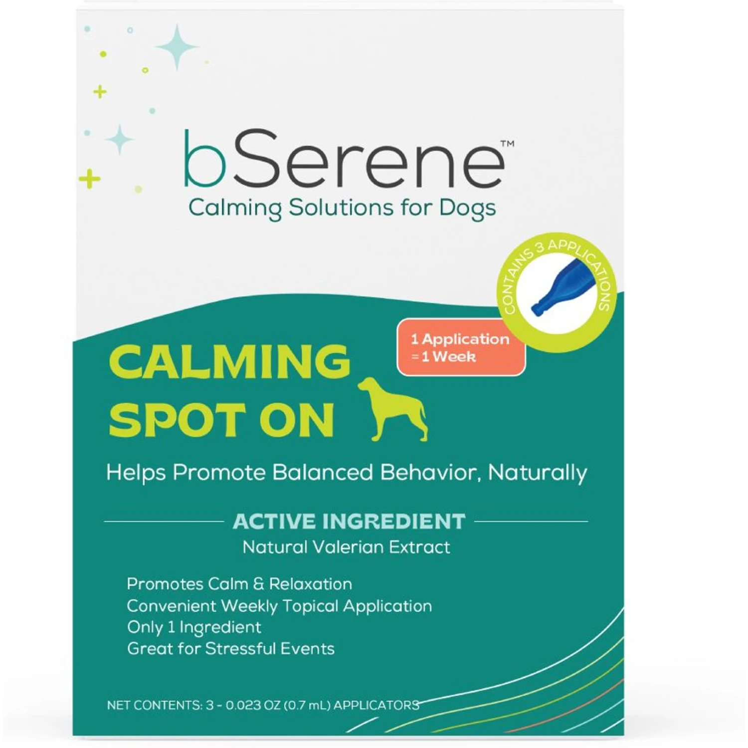 BSerene Spot On Valerian Calming Topical Solution For Dogs, 3 Count 1 BSerene Spot On Valerian Calming Topical Solution For Dogs, 3 Count