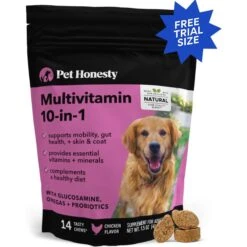 PetHonesty Multivitamin 10 In 1 Chicken Flavored Soft Chews Supplement For Dogs, 14 Count