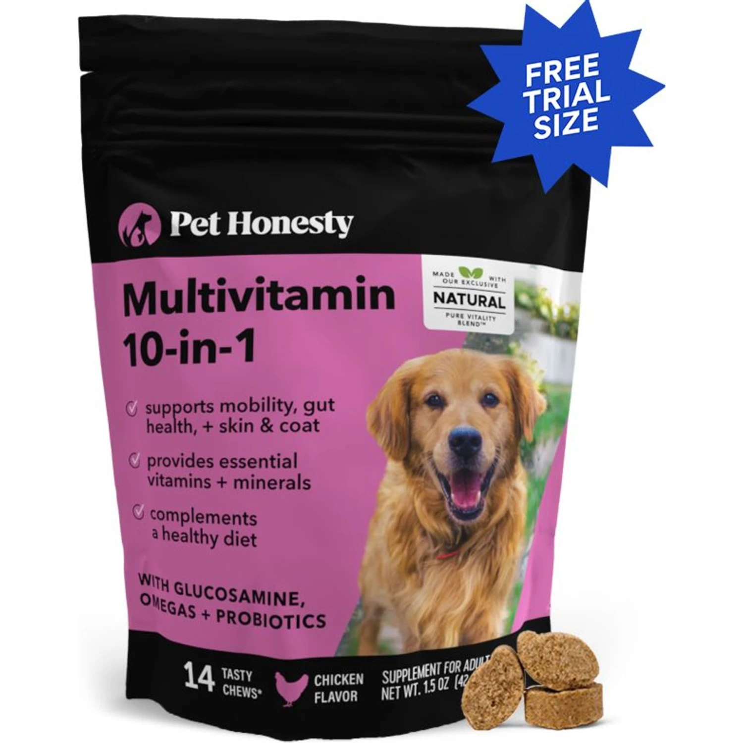 PetHonesty Multivitamin 10 In 1 Chicken Flavored Soft Chews Supplement For Dogs, 14 Count 1 PetHonesty Multivitamin 10 In 1 Chicken Flavored Soft Chews Supplement For Dogs, 14 Count
