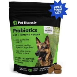 PetHonesty Probiotics Gut + Immune Pumpkin Flavored Soft Chews Digestive Supplement For Dogs, 14 Count