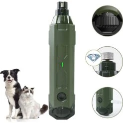 PATPET N60 6-Speed Electric Rechargeable Cat & Dog Nail Grinder, Army Green